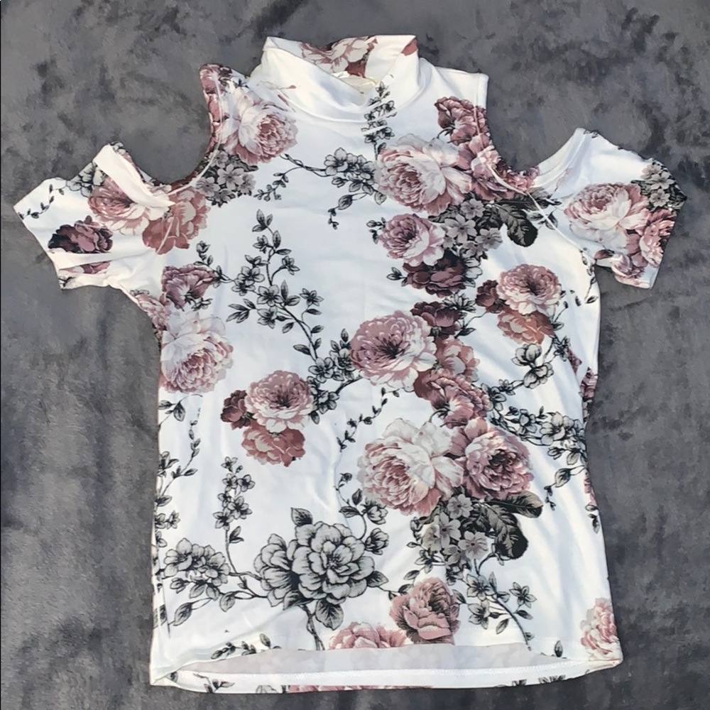 Mock Neck Cold Shoulder Blouse